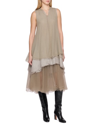 模特儿示范图 - 点击放大 - MARC LE BIHAN - Ovoide Flared Tulle Midi Skirt
