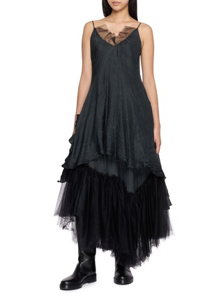 模特儿示范图 - 点击放大 - MARC LE BIHAN - Sleeveless Fleurs Double Layered Ruffle Dress