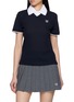 首图 - 点击放大 - SOUTHCAPE - Short Sleeve Contrast Collar Knit Top