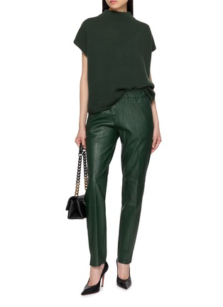 模特儿示范图 - 点击放大 - MON&PAU - Lettuce Trim Elastic Waist Leather Pants