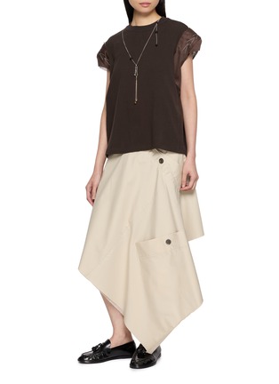 模特儿示范图 - 点击放大 - SONIA CARRASCO - Tailored Shoulder Piqué Top