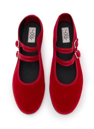 细节 - 点击放大 - C.R.B. - Grosgrain Trim Velvet Mary Jane Flats