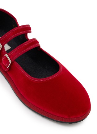 细节 - 点击放大 - C.R.B. - Grosgrain Trim Velvet Mary Jane Flats