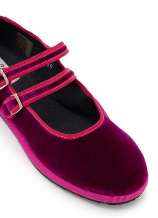 细节 - 点击放大 - C.R.B. - Grosgrain Trim Velvet Mary Jane Flats