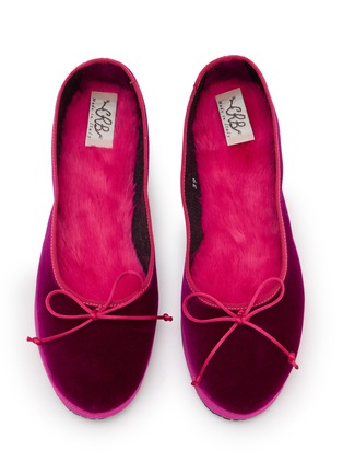 细节 - 点击放大 - C.R.B. - Two-Tone Grosgrain Trim Velvet Ballerina Flats