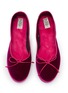 细节 - 点击放大 - C.R.B. - Two-Tone Grosgrain Trim Velvet Ballerina Flats