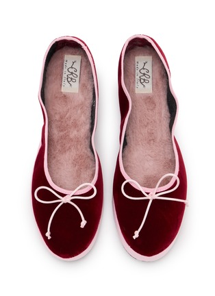 细节 - 点击放大 - C.R.B. - Two-Tone Grosgrain Trim Velvet Ballerina Flats