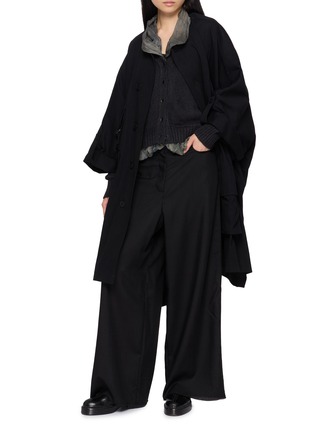 模特儿示范图 - 点击放大 - Y'S - Utility Pocket Collarless Dolman Coat