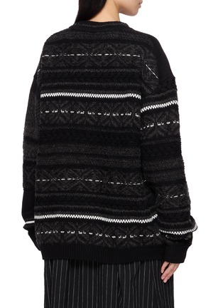 背面 - 点击放大 - Y'S - Fringed Tyrolean Henley Neck Knit Sweater