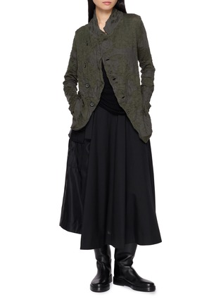 模特儿示范图 - 点击放大 - Y'S - Textured Drape Collar Blazer