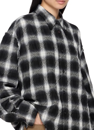  - Y'S - Geometric Plaid Stand Collar Shirt