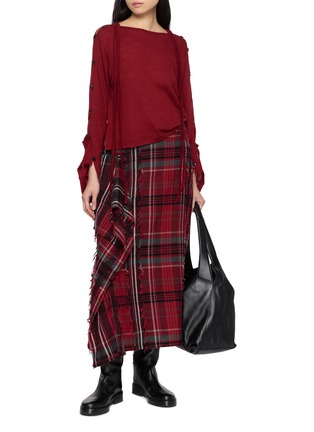 模特儿示范图 - 点击放大 - Y'S - Draped Tartan Midi Skirt