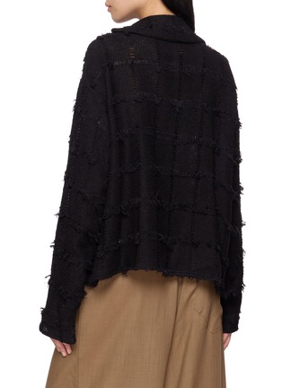 背面 - 点击放大 - Y'S - Asymmetric Frayed Chequered Knit Jacket