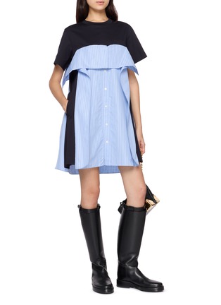 模特儿示范图 - 点击放大 - SACAI - Hybrid Poplin Jersey Long T-shirt