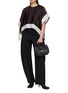 模特儿示范图 - 点击放大 - SACAI - Short Sleeve Contrast Trim Satin Cotton Jersey Top