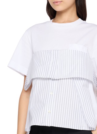  - SACAI - 条纹拼接短袖 T 恤