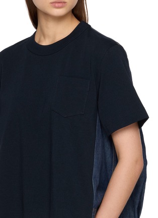 - SACAI - 牛仔拼接 T 恤