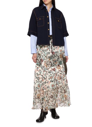 模特儿示范图 - 点击放大 - SACAI - Floral Patchwork Maxi Skirt