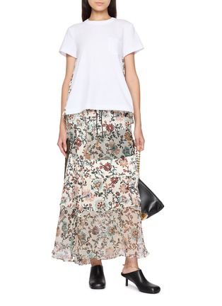 模特儿示范图 - 点击放大 - SACAI - Hybrid Floral Print Jersey T-shirt