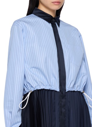  - SACAI - 条纹拼接抽绳衬衫连衣裙