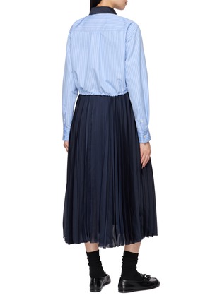 背面 - 点击放大 - SACAI - 条纹拼接抽绳衬衫连衣裙