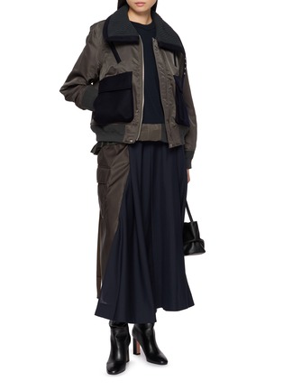 模特儿示范图 - 点击放大 - SACAI - Convertible Collar Hybrid Blouson Jacket