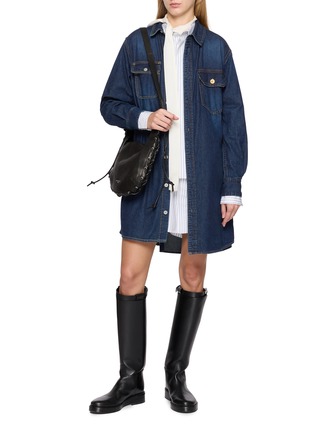 模特儿示范图 - 点击放大 - SACAI - Long Sleeve Cotton Denim Shirt Dress
