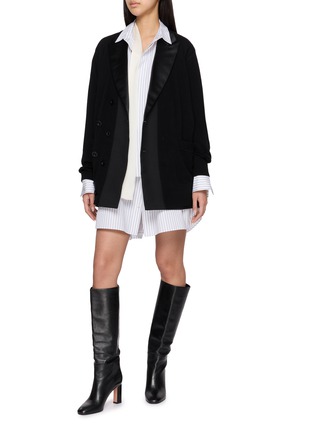 模特儿示范图 - 点击放大 - SACAI - Layered Tailored Blazer Wool Knit Cardigan