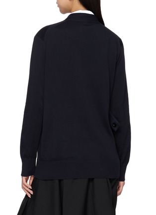 背面 - 点击放大 - SACAI - Layered Poplin Shirt Cotton Knit Cardigan
