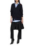 模特儿示范图 - 点击放大 - SACAI - Layered Poplin Shirt Cotton Knit Cardigan