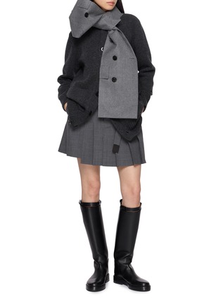 模特儿示范图 - 点击放大 - SACAI - Hybrid Wool Flannel Knit Cardigan