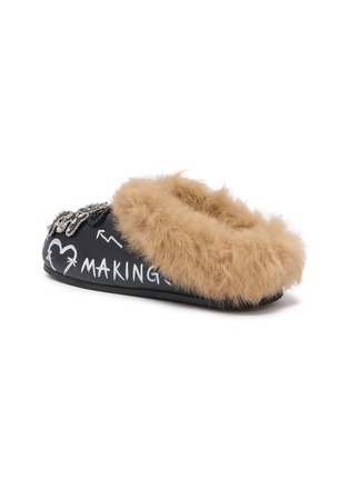  - NAN-KU COUTURE - Embellished Suede Shearling Clogs