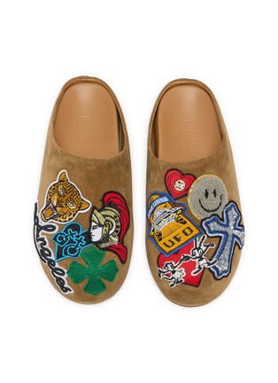 细节 - 点击放大 - NAN-KU COUTURE - Embroidered Patch Suede Clogs