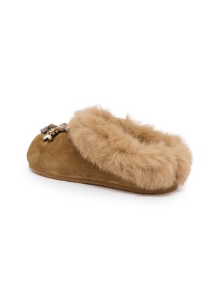  - NAN-KU COUTURE - Embellished Suede Shearling Clogs
