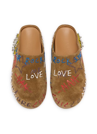 细节 - 点击放大 - NAN-KU COUTURE - Embellished Printed Suede Clogs