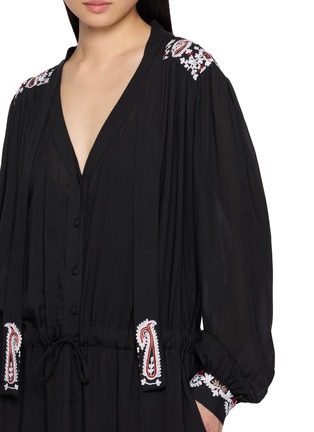  - FORTELA - Embroidered Paisley Tie Neck Maxi Dress