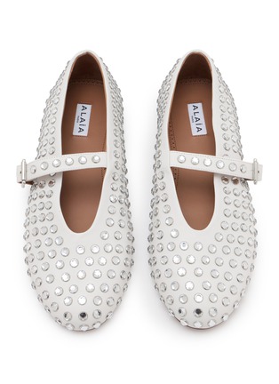 细节 - 点击放大 - ALAÏA - Strass Mary Jane Leather Ballet Flats