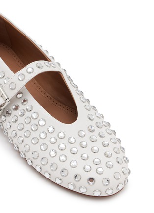 细节 - 点击放大 - ALAÏA - Strass Mary Jane Leather Ballet Flats