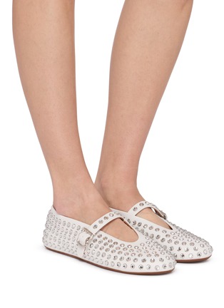 模特儿示范图 - 点击放大 - ALAÏA - Strass Mary Jane Leather Ballet Flats