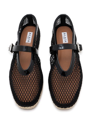 细节 - 点击放大 - ALAÏA - Flat Fishnet Mary Jane Patent Leather Espadrilles