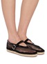 模特儿示范图 - 点击放大 - ALAÏA - Flat Fishnet Mary Jane Patent Leather Espadrilles