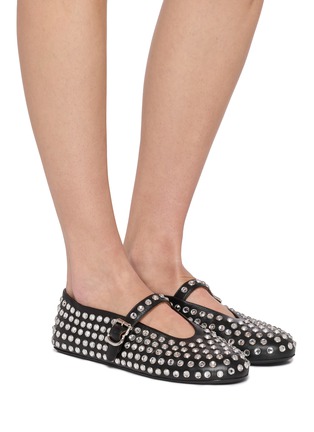 模特儿示范图 - 点击放大 - ALAÏA - La Strass Leather Mary Jane Flats