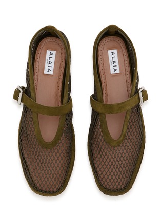 细节 - 点击放大 - ALAÏA - Flat Fishnet Mary Jane Suede Espadrilles