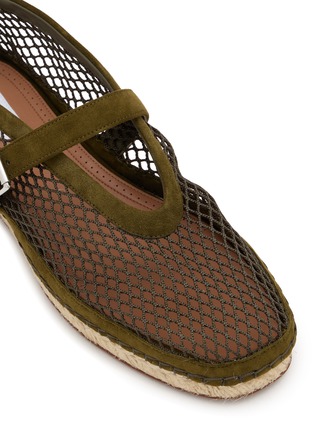 细节 - 点击放大 - ALAÏA - Flat Fishnet Mary Jane Suede Espadrilles