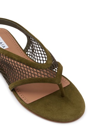 细节 - 点击放大 - ALAÏA - Fishnet Suede Thong Sandals