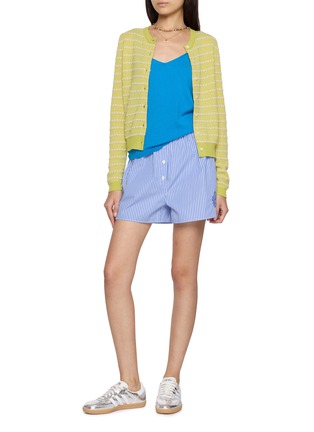 模特儿示范图 - 点击放大 - GUEST IN RESIDENCE - Pebble Stripe Cashmere Knit Cardigan