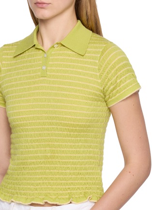  - GUEST IN RESIDENCE - Smocked Shrunken Striped Cashmere Knit Polo Shirt