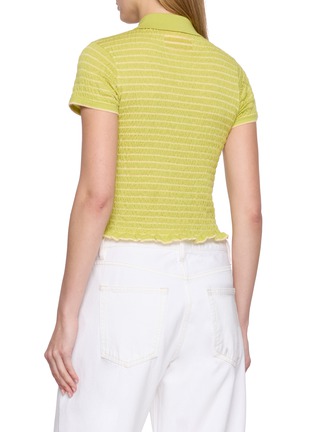 背面 - 点击放大 - GUEST IN RESIDENCE - Smocked Shrunken Striped Cashmere Knit Polo Shirt