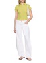 模特儿示范图 - 点击放大 - GUEST IN RESIDENCE - Smocked Shrunken Striped Cashmere Knit Polo Shirt