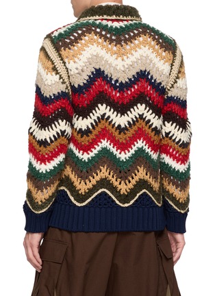 背面 - 点击放大 - SACAI - Chevron Crochet Knit Blouson Jacket